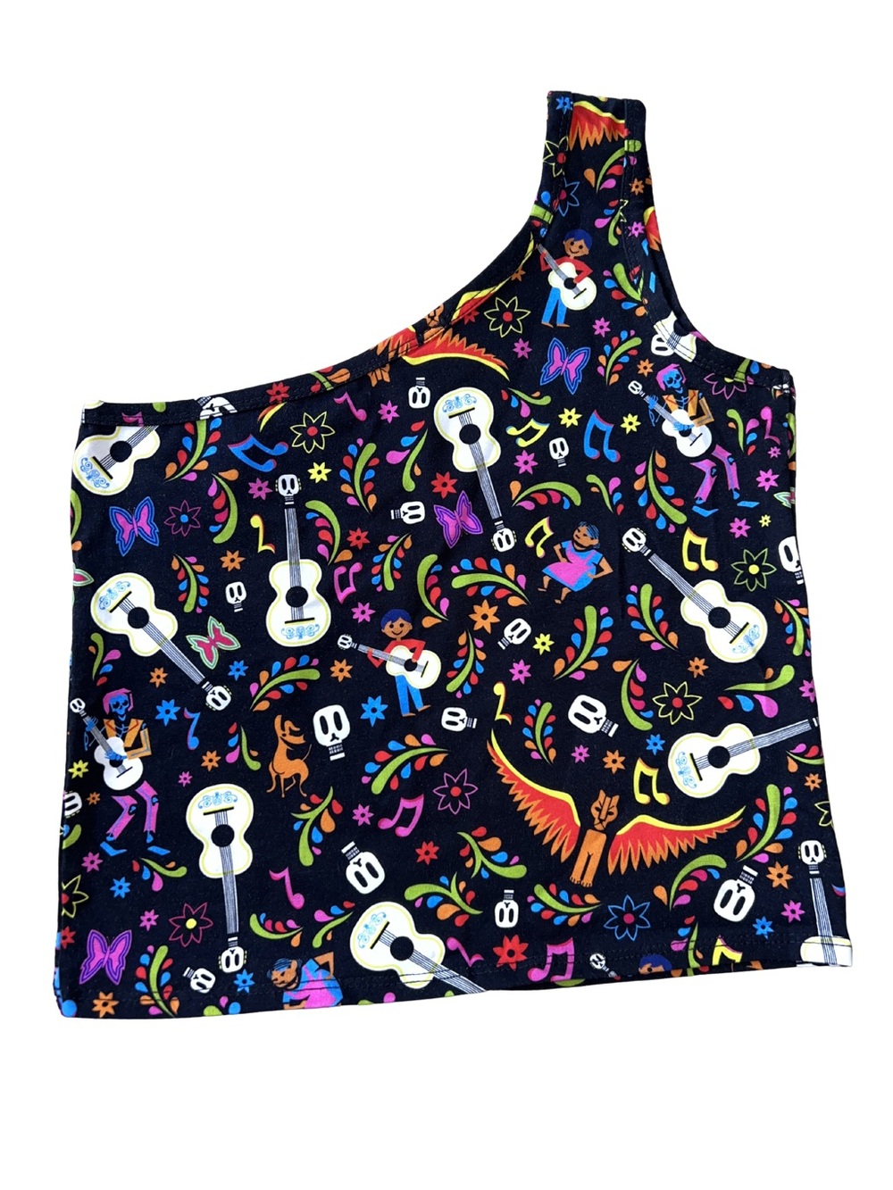 Disney Coco Print Women’s One-Shoulder Top - Wild Rich Kids NWOT - Picture 2 of 5
